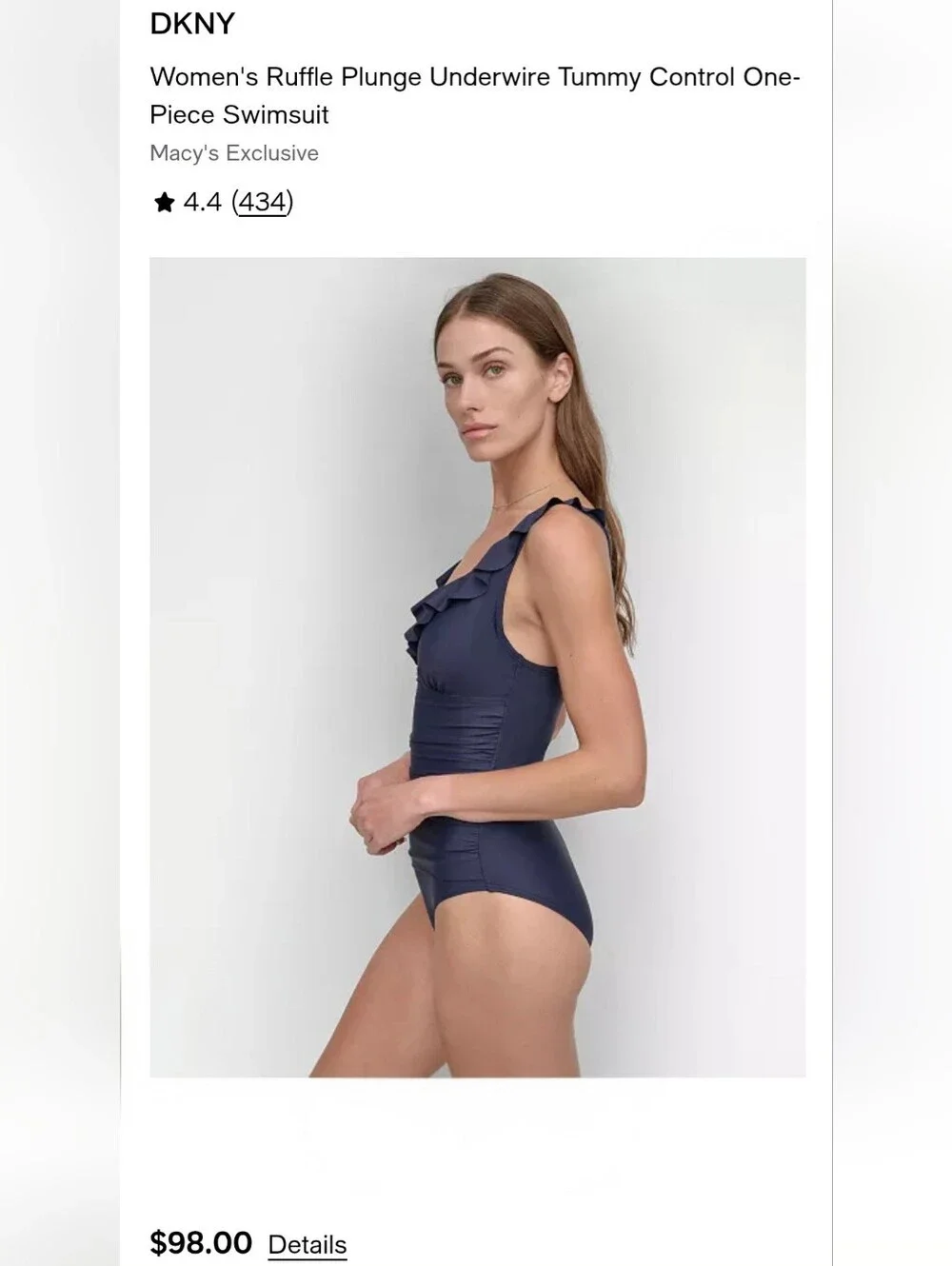 DKNY tummy control Ruffle One Piece Bathing Suit - Small - Picture 3 of 10